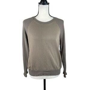 Monrow crew neck sweater, mixed knit ribbed sleeves